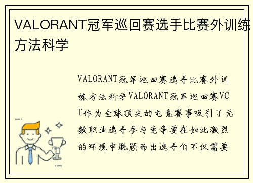 VALORANT冠军巡回赛选手比赛外训练方法科学